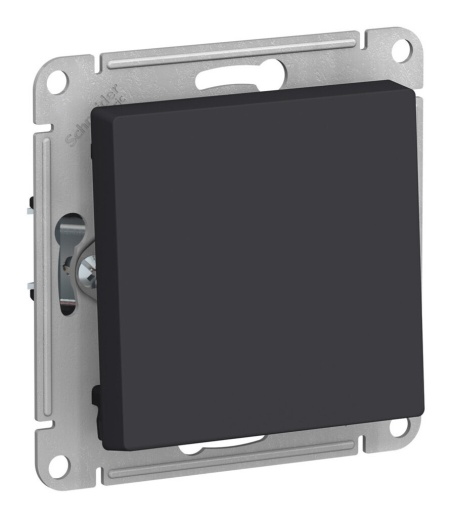 Выключатель 1-клавишный двухполюсный Systeme Electric ATLASDESIGN, скрытый монтаж, карбон