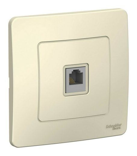 Розетка телефонная RJ11 Systeme Electric BLANCA, скрытый монтаж, молочный