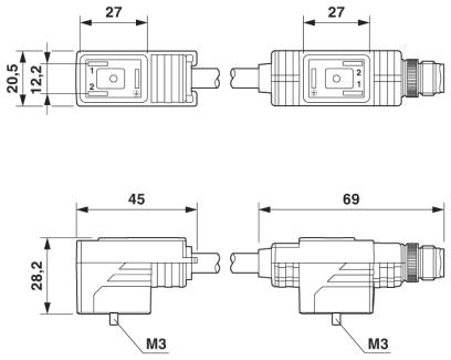 Адаптер двойного разъема клапана SAC-MR/0,1-116/2XBI-1L-Z SCO