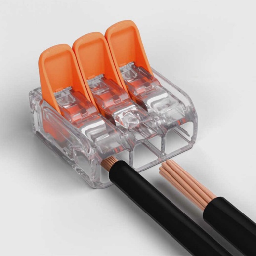 Клемма без пасты с рычажком (только для медных проводов) 3х0,14...4мм.кв. WAGO упаковка 5 шт