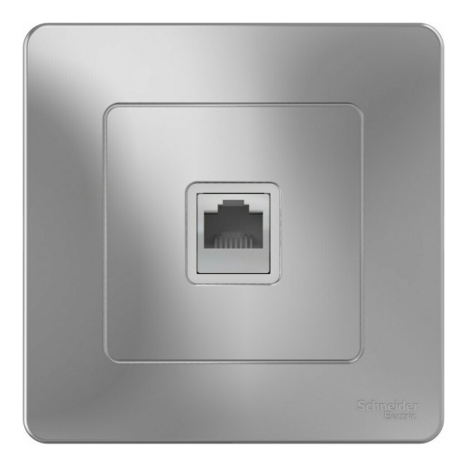 Розетка телефонная RJ11 Systeme Electric BLANCA, скрытый монтаж, алюминий