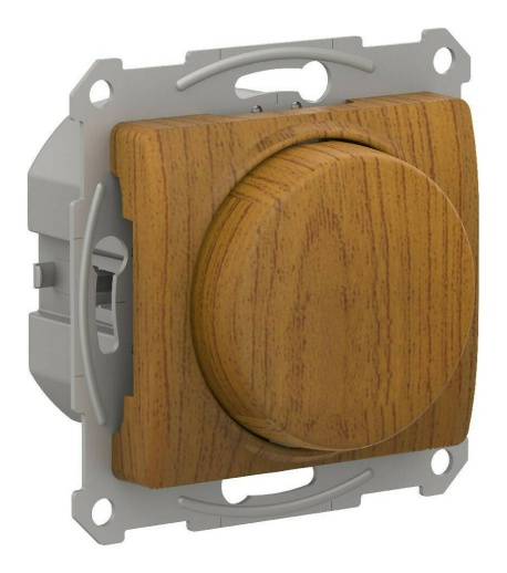 Светорегулятор поворотно-нажимной Systeme Electric GLOSSA, скрытый монтаж, дуб