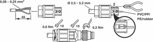 Соединитель для датчика/исполнительного устройства SACC-M 8MS-3QO-0,25-M