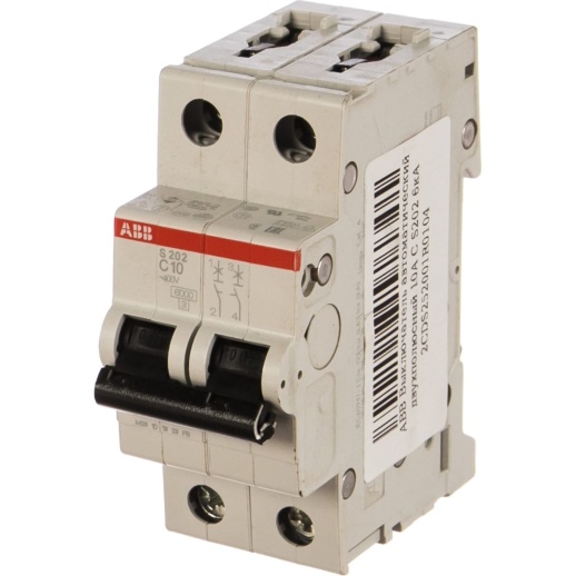 Выключатель автоматический модульный ABB S202 2п C 10А 6кА C10 2CDS252001R0104