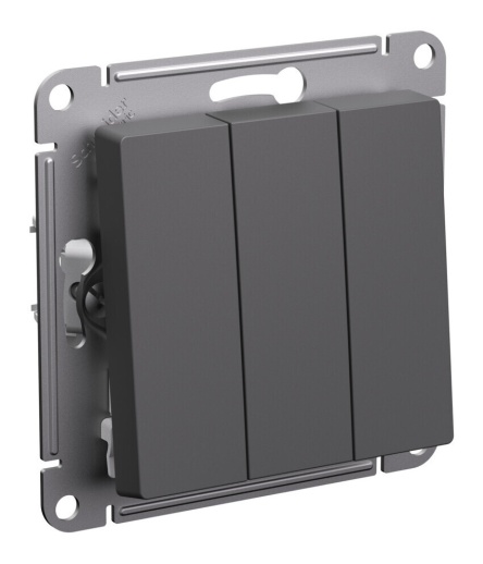 Выключатель 3-клавишный Systeme Electric ATLASDESIGN, скрытый монтаж, базальт