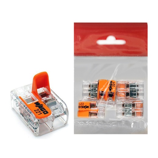 Клемма без пасты с рычажком (только для медных проводов) 2х0,14...4мм.кв. WAGO упаковка 5 шт