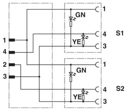 Кабель для датчика / исполнительного элемента SAC-3P-M12Y/2X3,0-PUR/M 8FR-2L