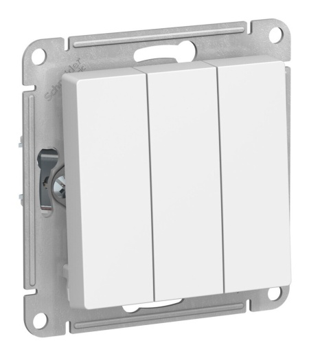 Выключатель 3-клавишный Systeme Electric ATLASDESIGN, скрытый монтаж, лотос