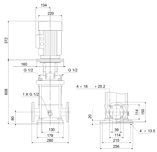 Многоступенчатый вертикальный насос Grundfos CR 10-10 A-FJ-A-V-HQQV 96501320