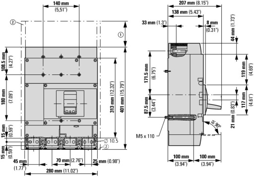 N4-4-1250-S1-DC Выключатель-разъединитель, 1250А, 4 полюса, 1000В DC 3 позиции