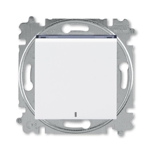 Выключатель 1-клавишный кнопочный ABB LEVIT с подсветкой, белый // дымчатый черный, 3559H-A91447 62W