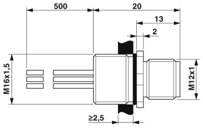 Встраиваемые разъемы SACC-E-MS-5CON-M16/0,5 SCO
