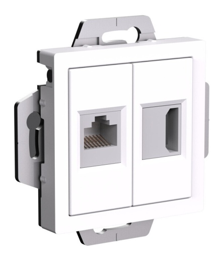 Розетка HDMI RJ45 Systeme Electric ATLASDESIGN, скрытый монтаж, белый