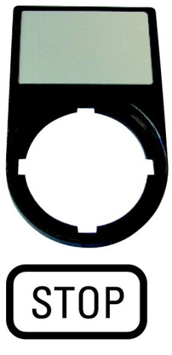 Шильдик "STOP" с держателем 30х50, цвет черный M22S-ST-GB0